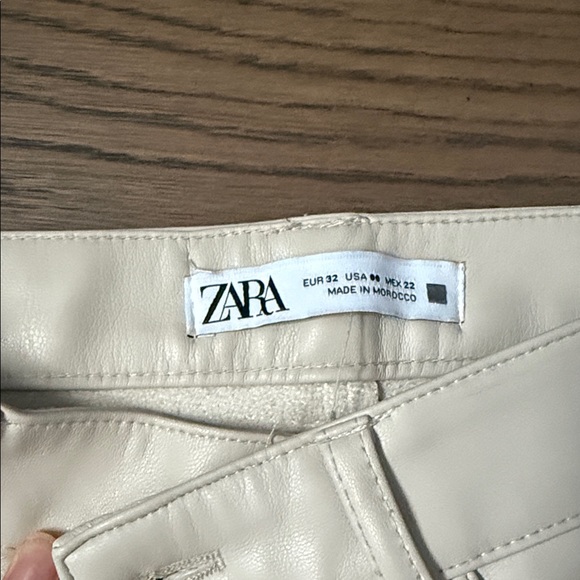 Zara Off-White Leather Trousers straight leg - Picture 2 of 2